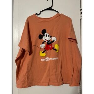 Disney Mickey Mouse Walt Disney World Coral Pink Graphic T-Shirt Womens 2X